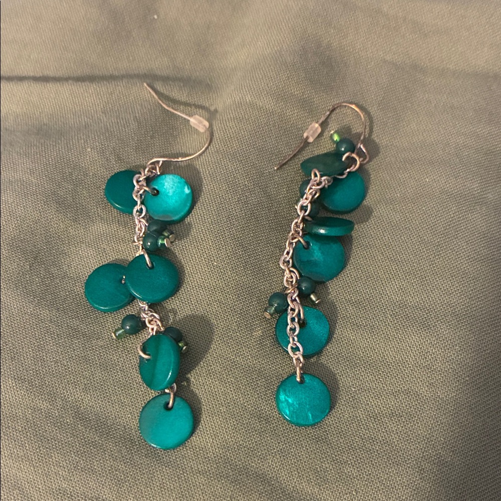 Elegant Teal Dangle Earrings - Picture 1 of 1